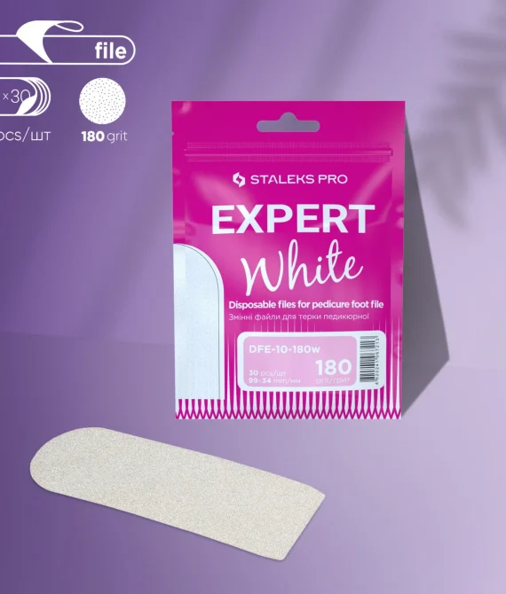 Staleks enkratne bele pile za pedikersko pilo EXPERT 10 – granulacije 180 (30 kom)