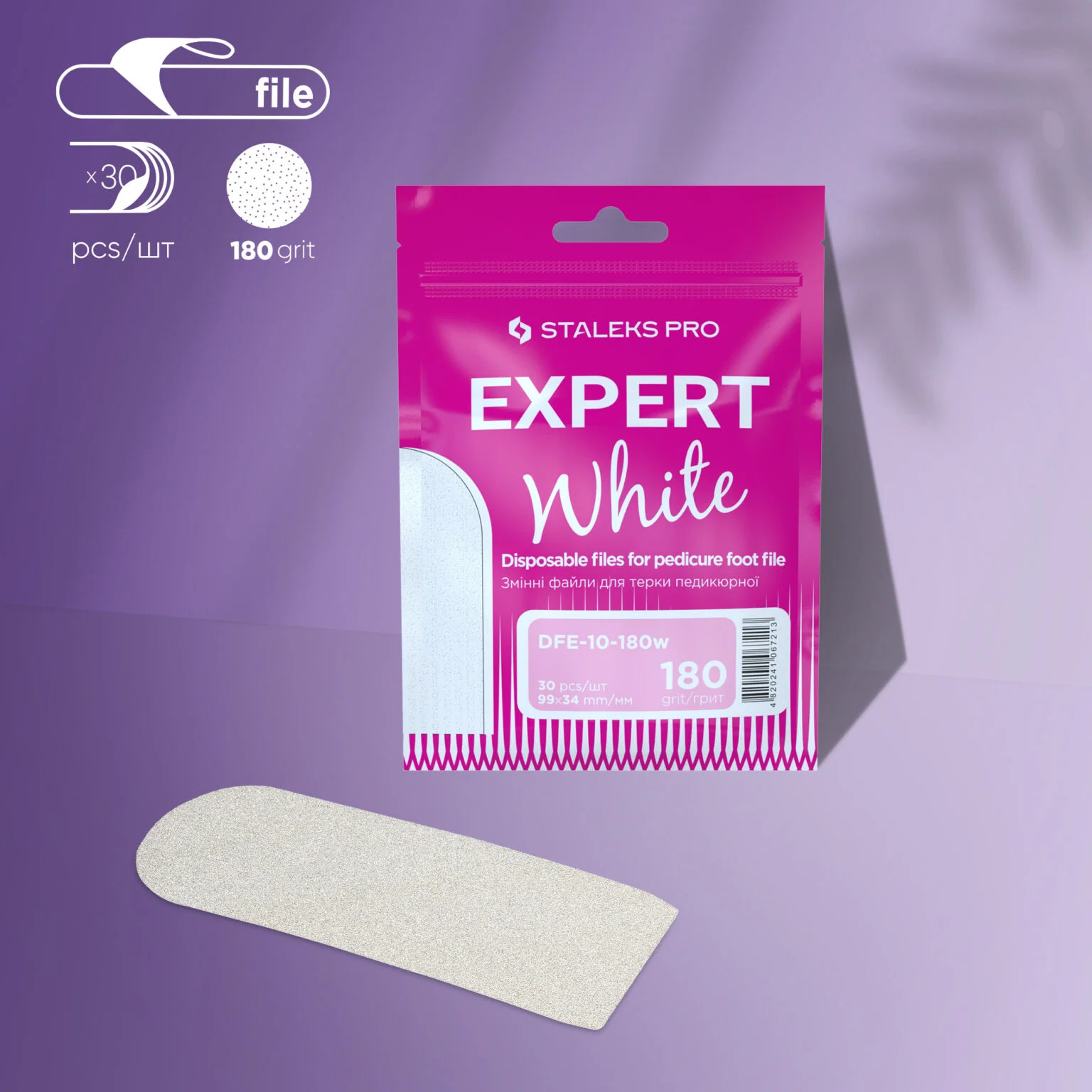Staleks enkratne bele pile za pedikersko pilo EXPERT 10 - granulacije 180 (30 kom)